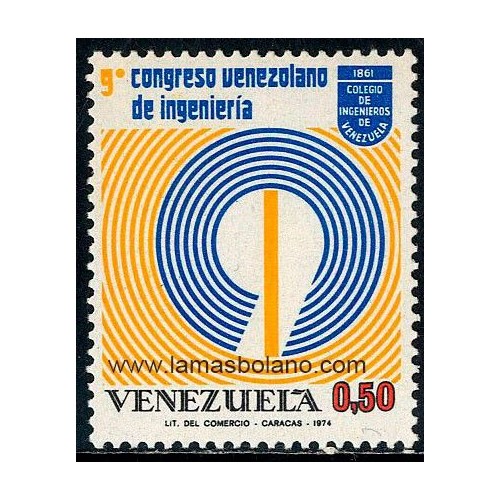 SELLOS VENEZUELA 1974 - 9 CONGRESO VENEZOLANO DE INGENIERIA - 1 VALOR - CORREO