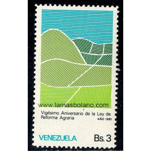 SELLOS VENEZUELA 1982 - VIGESIMO ANIVERSARIO DE LA LEY DE REFORMA AGRARIA - 1 VALOR - CORREO