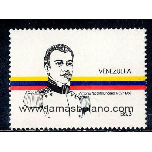 SELLOS VENEZUELA 1982 - ANTONIO NICOLAS BRICEÑO BICENTENARIO DEL NACIMIENTO - 1 VALOR - CORREO