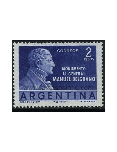 SELLOS DE ARGENTINA 1961 - MONUMENTO AL GENERAL BELGRANO INAUGURACION A SU MONUMENTO EN BUENOS AIRES - 1 VALOR - CORREO