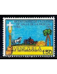 SELLOS VENEZUELA 1985 - BICENTENARIO DE LA CIUDAD DEL VALLE DE LA PASCUA - 1 VALOR - CORREO