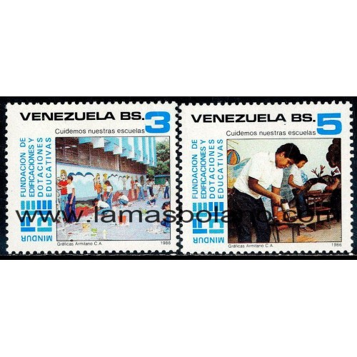 SELLOS VENEZUELA 1986 - FEDE FUNDACION DE EDIFICACIONES Y DOTACIONES EDUCATIVAS 10 ANIVERSARIO - 2 VALORES - CORREO
