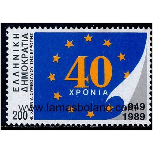 SELLOS GRECIA 1989 - CONSEJO DE EUROPA 40 ANIVERSARIO - 1 VALOR - CORREO