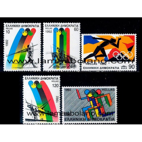 SELLOS GRECIA 1992 - JUEGOS OLIMPICOS BARCELONA 1992 - 5 VALORES - CORREO