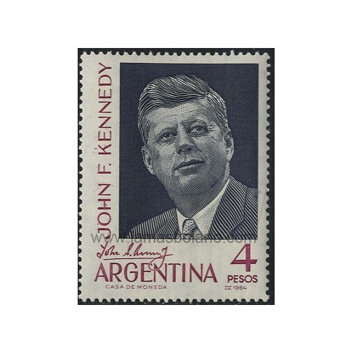 SELLOS DE ARGENTINA 1964 - ANIVERSARIO DE LA MUERTE DEL PRESIDENTE KENNEDY - 1 VALOR - CORREO