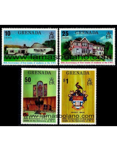 SELLOS GRENADA 1974 - UNIVERSIDAD DE LAS INDIAS OCCIDENTALES 25 ANIVERSARIO - 4 VALORES - CORREO