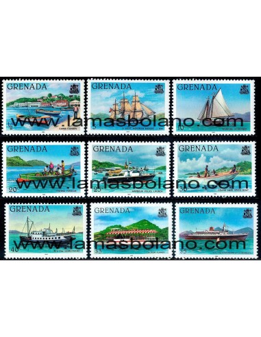 SELOS GRENADA 1982 - BARCOS - 9 VALORES - CORREO