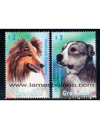 SELLOS GRENADA 2000 - PERROS - 2 VALORES - CORREO