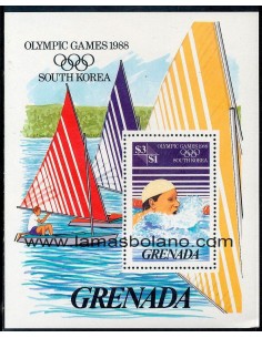 SELLOS GRENADA 1986 - PRELUDIO A LOS JUEGOS OLIMPICOS DE SEUL - HOJITA BLOQUE