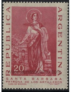SELLOS DE ARGENTINA 1967 - SANTA BARBARA PATRONA DE ARTILLERIA - 1 VALOR - CORREO