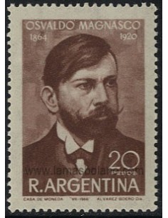 SELLOS DE ARGENTINA 1968 - OSVALDO MAGNASCO HOMBRE DE ESTADO - 1 VALOR - CORREO