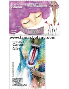 SELLOS ESPAÑA 2018 - DISELLO 2017 - 2 VALORES AUTOADHESIVOS - CORREO