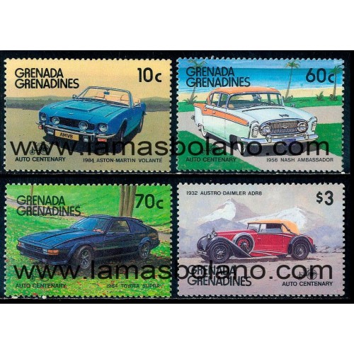 SELLOS GRENADA GRENADINES 1986 - CENTENARIO DEL AUTOMOVIL - 4 VALORES - CORREO