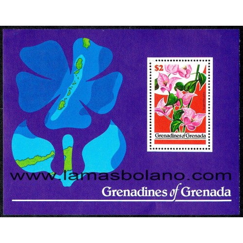 SELLOS GRENADA GRENADINES 1979 - FLORES DE LAS ISLAS - HOJITA BLOQUE