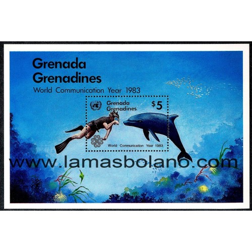 SELLOS GRENADA GRENADINES 1983 - AÑO MUNDIAL DE LAS COMUNICACIONES - HOJITA BLOQUE