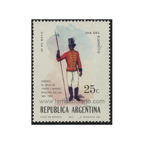 SELLOS DE ARGENTINA 1972 - DIA DEL EJERCITO - 1 VALOR -CORREO