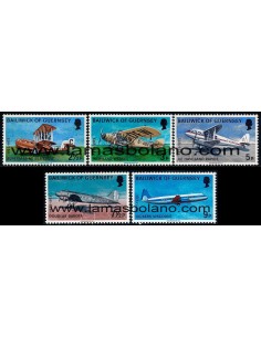 SELLOS GUERNSEY 1973 - SERVICIO AEREO 50 ANIVERSARIO - 5 VALORES - CORREO