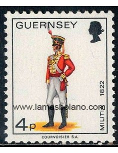 SELLOS GUERNSEY 1974 - UNIFORMES MILITARES. COMPAÑIA REGIMEN ESTE 1822 - 1 VALOR - CORREO