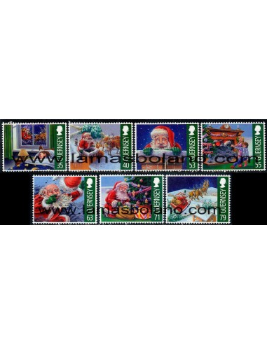 SELLOS GUERNSEY 2013 - NAVIDAD - 7 VALORES - CORREO