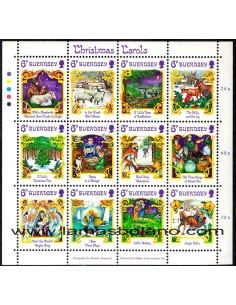 SELLOS GUERNSEY 1986 - NAVIDAD. ILUSTRACIONES DE CANTOS DE NAVIDAD - HOJITA BLOQUE