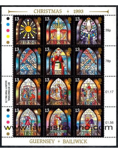 SELLOS GUERNSEY 1993 - NAVIDAD - HOJITA BLOQUE