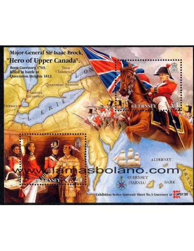 SELLOS GUERNSEY 1996 - CAPEX 96 EXPOSICION FILATELICA INTERNACIONAL EN CANADA - HOJITA BLOQUE