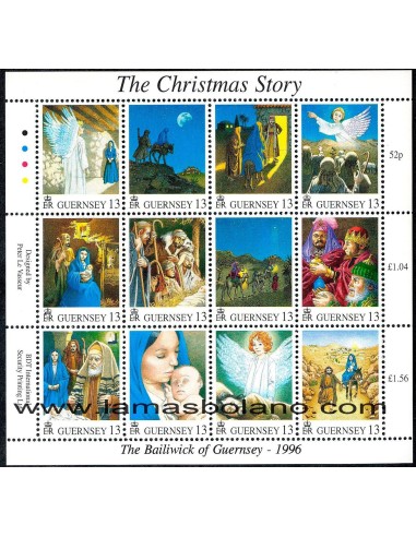 SELLOS GUERNSEY 1996 - NAVIDAD - HOJITA BLOQUE