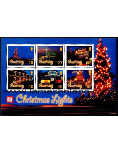 SELLOS GUERNSEY 2001 - NAVIDAD - HOJITA BLOQUE