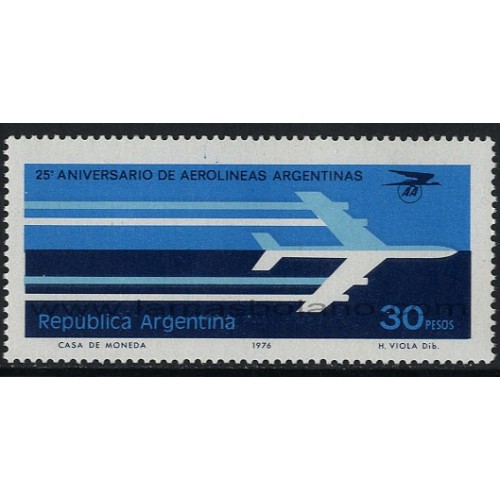 SELLOS DE ARGENTINA 1976 - AEROLINEAS ARGENTINAS 25 ANIVERSARIO - 1 VALOR - CORREO