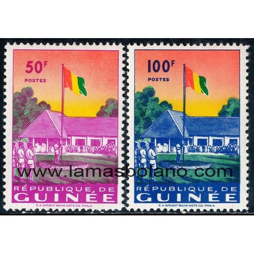 SELOS GUINEA REPUBLICA 1959 - BANDERA - 2 VALORES - CORREO