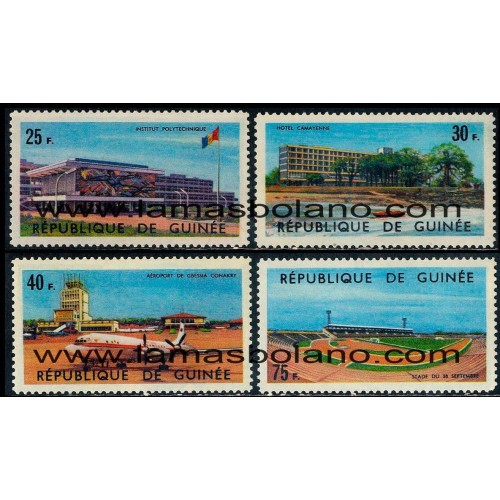SELLOS GUINEA REPUBLICA 1965 - 7 ANIVERSARIO DE LA INDEPENDENCIA - 4 VALORES - CORREO