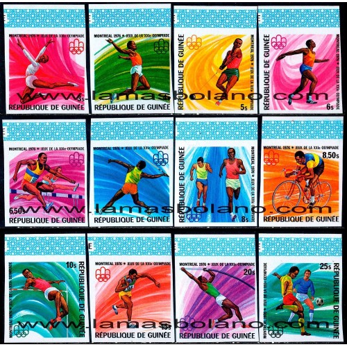 SELLOS GUINEA REPUBLICA 1976 - JUEGOS OLIMPICOS DE MONTREAL - 12 VALORES SIN DENTAR - CORREO