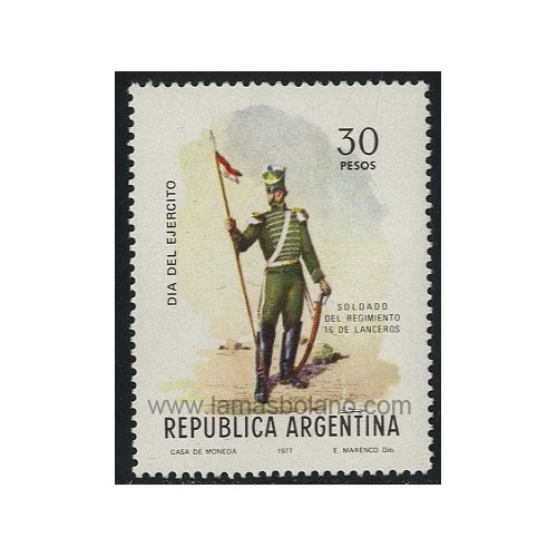 SELLOS DE ARGENTINA 1977 - DIA DEL EJERCITO - 1 VALOR - CORREO