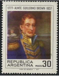 SELLOS DE ARGENTINA 1977 - GUILLERMO BRON 200 ANIVERSARIO DEL NACIMIENTO - 1 VALOR - CORREO