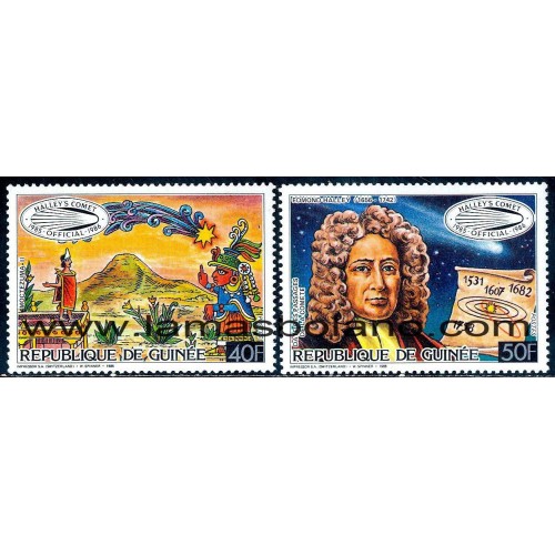 SELLOS GUINEA REPUBLICA 1986 - PASO DEL COMETA HALLEY - 2 VALORES - CORREO