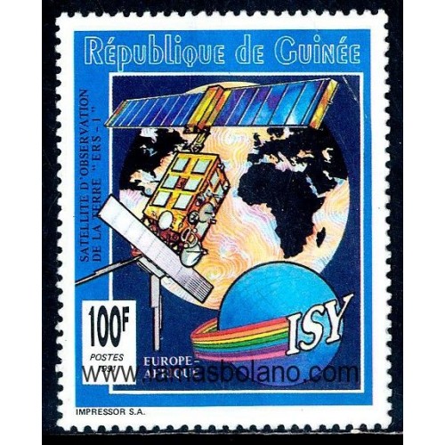 SELLOS GUINEA REPUBLICA 1991 - SATELITE ERS-1 Y TIERRA - 1 VALOR - CORREO