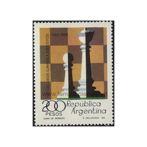 SELLOS DE ARGENTINA 1978 - JUEGOS OLIMPICOS AJEDRECISTICOS - 1 VALOR - CORREO