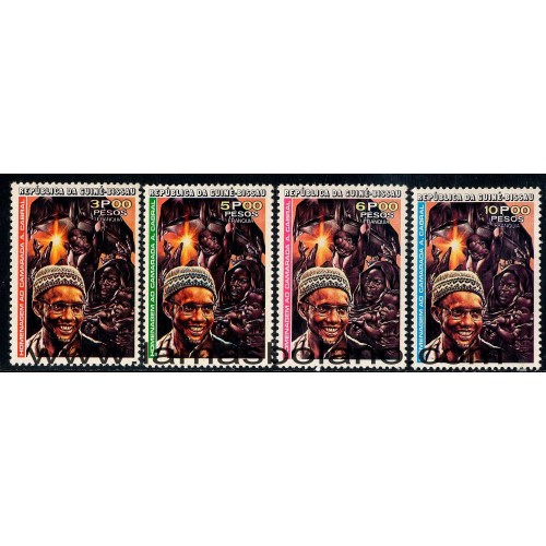 SELLOS GUINEA BISSAU 1976 - HOMENAJE AL CAMARADA AMILCAR CABRAL - 4 VALORES - CORREO