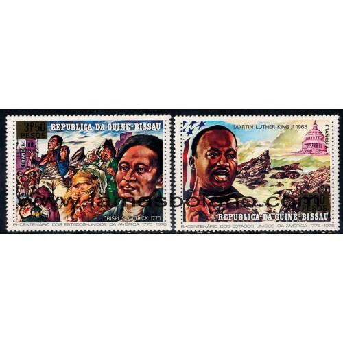 SELLOS GUINEA BISSAU 1977 - BICENTENARIO DE LA INDEPENDENCIA DE ESTADOS UNIDOS - 2 VALORES - CORREO