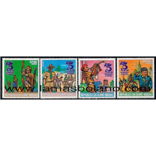 SELLOS GUINEA BISSAU 1982 - BOY SCOUTS 75 ANIVERSARIO - 4 VALORES - CORREO