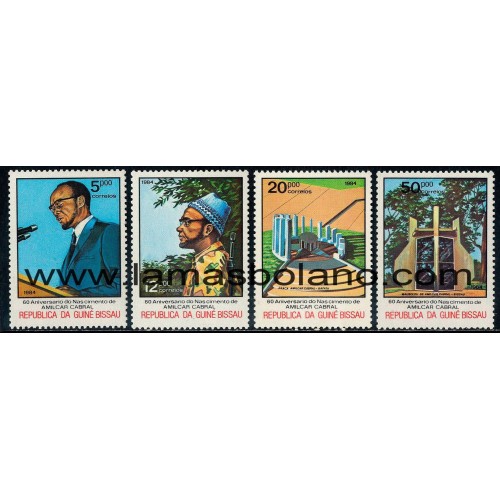 SELLOS GUINEA BISSAU 1984 - AMILCAR CABRAL 60 ANIVERSARIO DEL NACIMIENTO - 4 VALORES - CORREO