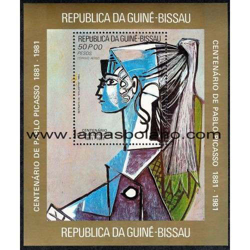 SELLOS GUINEA BISSAU 1981 - PABLO PICASSO CENTENARIO DEL NACIMIENTO - HOJITA BLOQUE