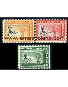 SELLOS GUINEA REPUBLICA 1962 - ERRADICACION DE LA MALARIA - 3 VALORES - AEREO