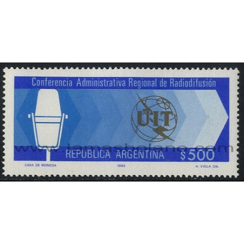 SELLOS DE ARGENTINA 1980 - RADIODIFUSION CONFERENCIA ADMINISTRATIVA REGIONAL - 1 VALOR - CORREO