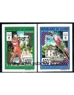SELLOS GUINEA REPUBLICA 1993 - JUEGOS OLIMPICOS DE INVIERNO DE LILLEHAMMER - 2 VALORES SIN DENTAR - AEREO