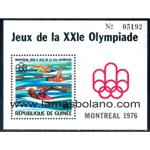 SELLOS GUINEA REPUBLICA 1976 - JUEGOS OLIMPICOS DE MONTREAL -  HOJITA BLOQUE