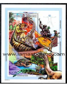 SELLOS GUINEA REPUBLICA 1998 - ANIMALES PREHISTORICOS - HOJITA BLOQUE