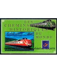 SELLOS GUINEA REPUBLICA 2001 - LOCOMOTORAS. TRENES - HOJITA BLOQUE