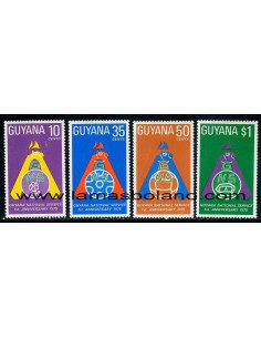 SELLOS GUYANA 1975 - ANIVERSARIO DEL SERVICIO NACIONAL - 4 VALORES - CORREO