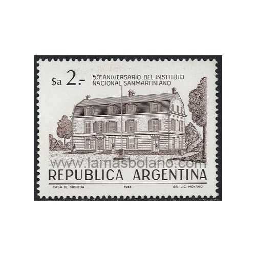 SELLOS DE ARGENTINA 1983 - INSTITUTO NACIONAL SANMARTINIANO 50 ANIVERSARIO - 1 VALOR - CORREO